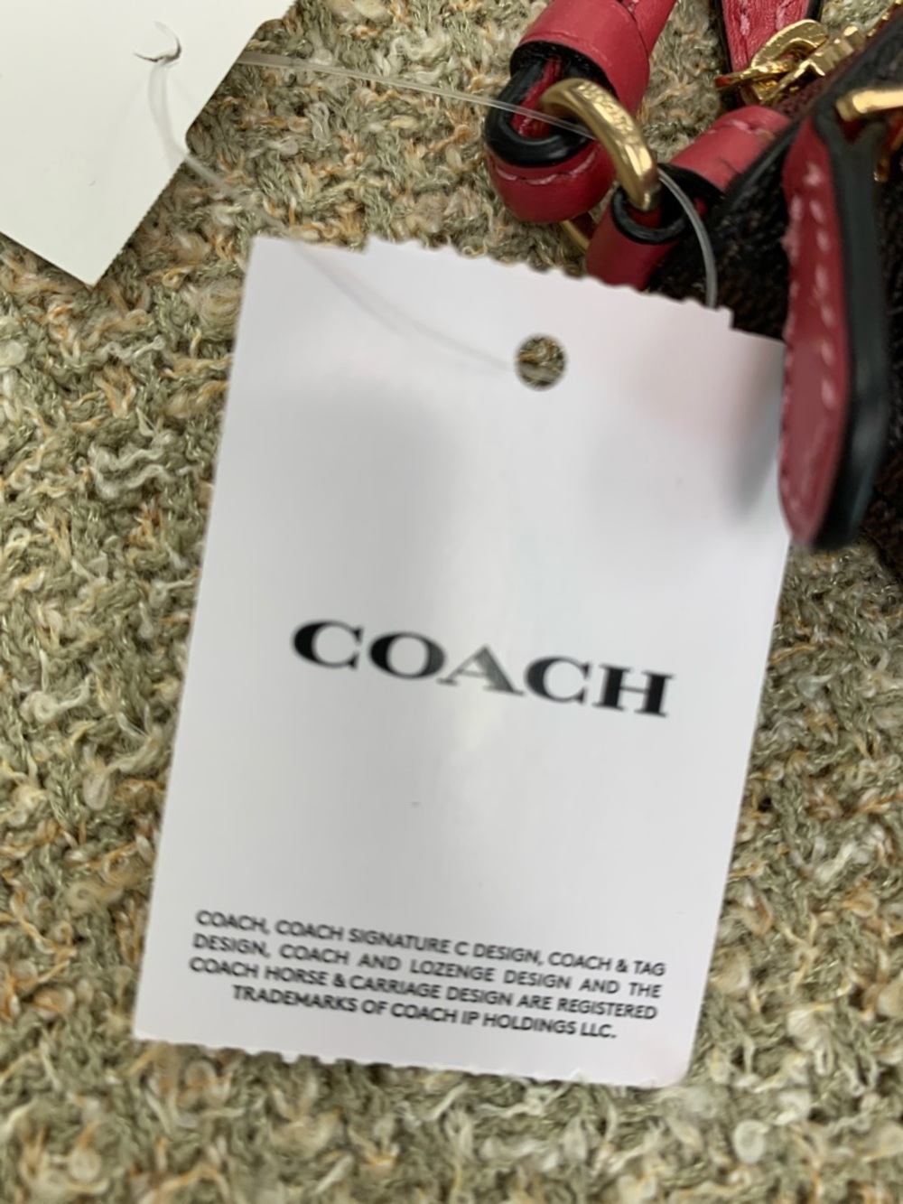 Coach Brown Signature Canvas Wristlet with Pink Strap - Picture 2 of 9